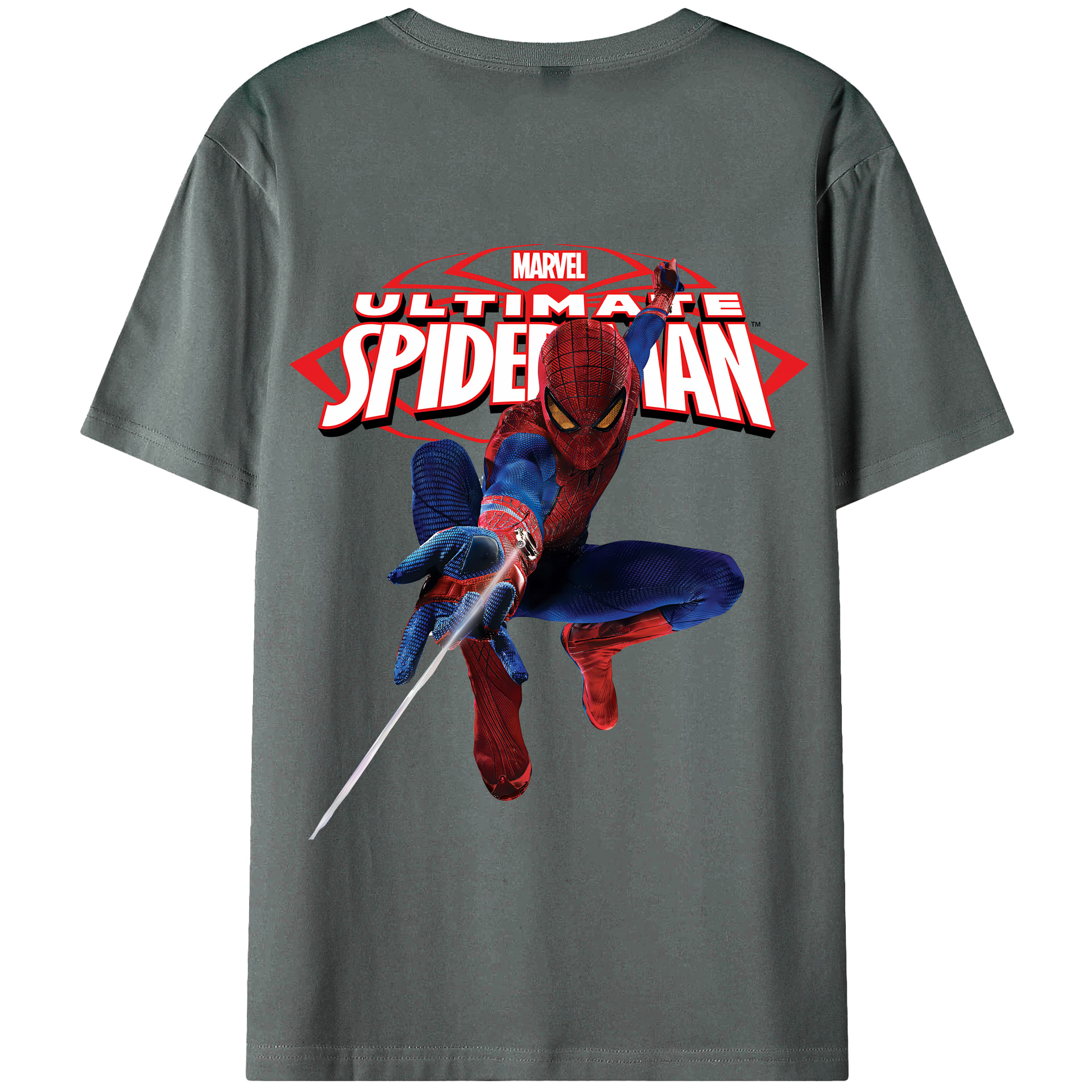 （画像用） Spider Man スパイダーマン 綿100％半袖Tシャツ（背面プリント）